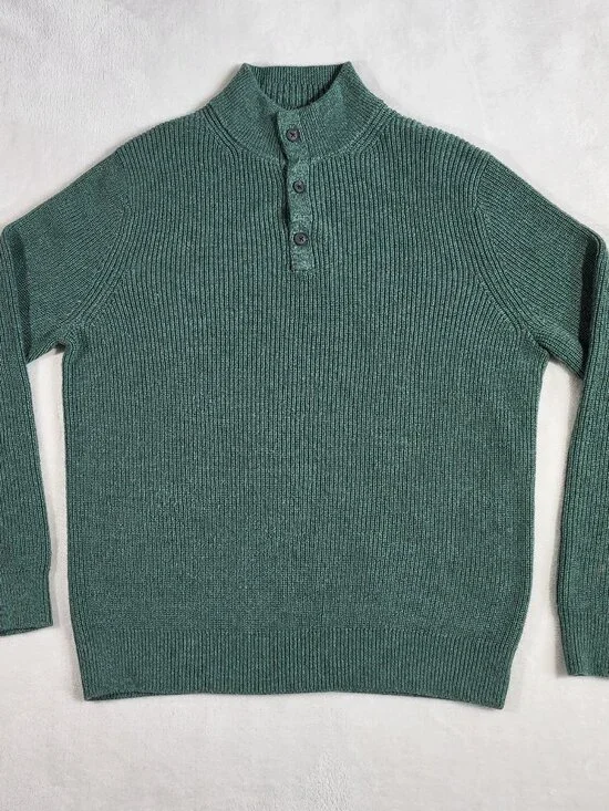 Vineyard Vines Mens Oysterman Button Mock Merino Wool Sweater - Large - Picture 2 of 9